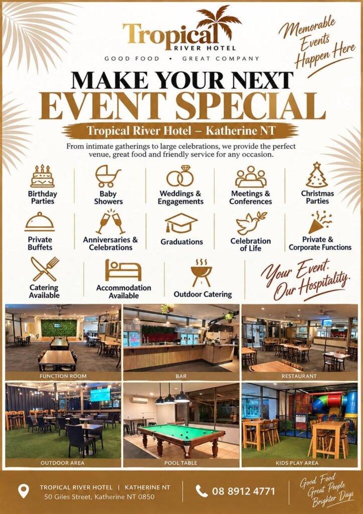 Private events and celebrations at Tropical River Hotel in Katherine NT