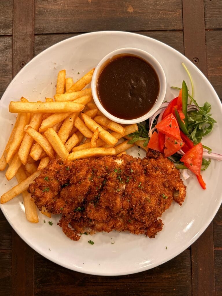 Freshly prepared meal at Tropical River Hotel restaurant in Katherine NT